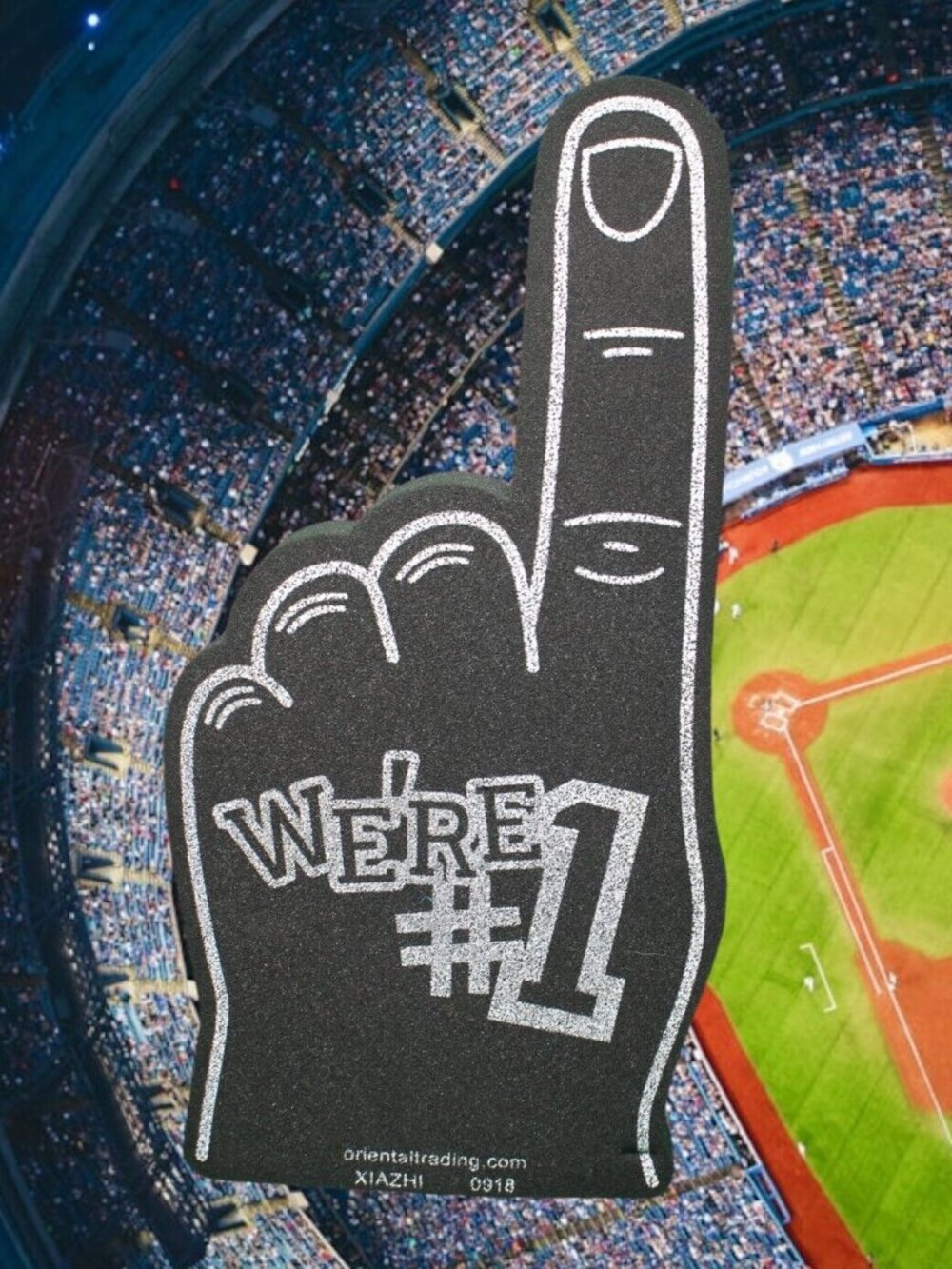 We're Number #1 Finger Team Color Cheerleading Foam Hand (BLACK)